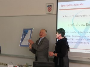 Prof. Ernest Bazijanac reciving a special letter of apritiation